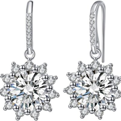 Moissanite Earrings for Women 1Ct-3Ct Hoop Drop Earrings, Gifts for Soulmate Mom Girlfriend, Anniversary Jewelry Present for Wife, Birthday Valentines Gifts