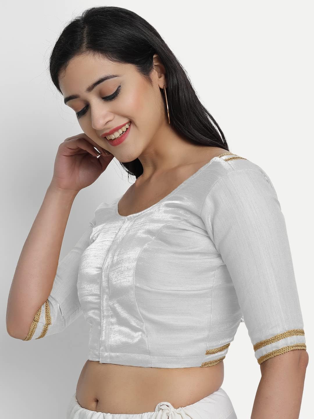 Indian Designer Women'S Readymade Silk And Satin Indian Ethnic Saree Blouse Crop Top Choli For Party Wear - Image 5