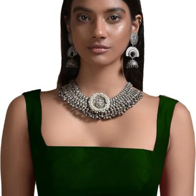 Women's Readymade Banglori Silk Dark Green Blouse For Sarees Indian Designer Bollywood Padded Stitched Choli Crop Top