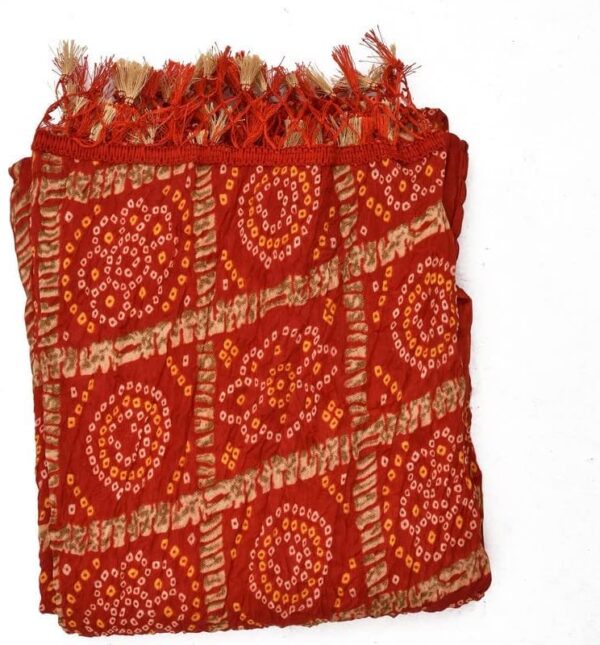 Womens Dupatta Rajasthani Stole Traditional Silk Bandhej Stole Scarves- 2.25Mtr - Image 2