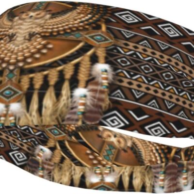 Indian Native American Headbands for Men and Women Retro Sweatband & Sports Headband for Running, Yoga Workout