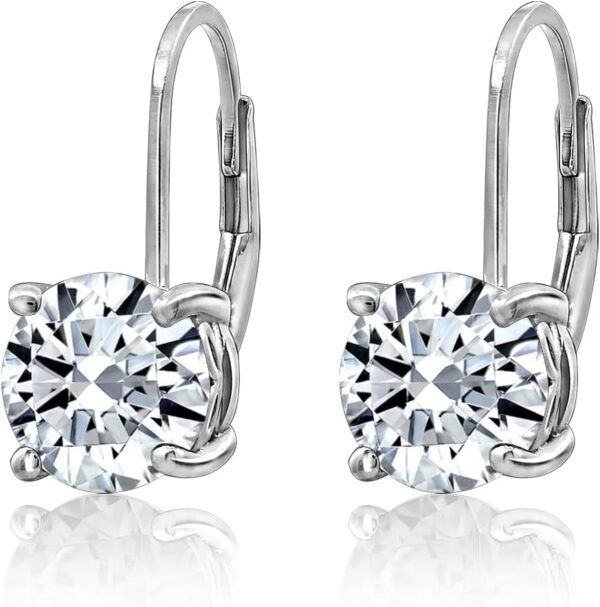 Amazon Essentials Platinum-Plated Sterling Silver Infinite Elements Zirconia Leverback Earrings (previously Amazon Collection) - Image 4