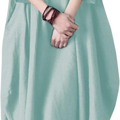 Celmia Autumn Solid Loose Long Maxi Dress Cotton Caftan