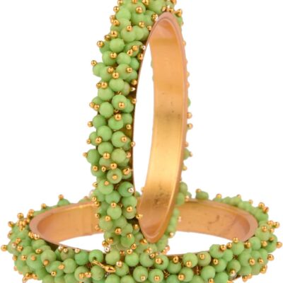 Efulgenz Pearl Bangles for Women Indian Bangles Pearl Bollywood Jewelry Beaded Bracelets Faux Pearl Bracelet Bangle Set Wedding Fashion Jewelry
