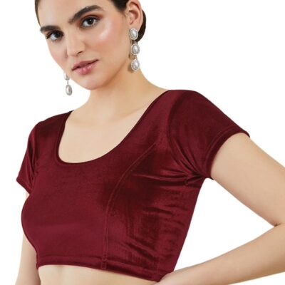 Chandrakala Velvet Blouses for Women Sarees,Stretchable, (B104-P)