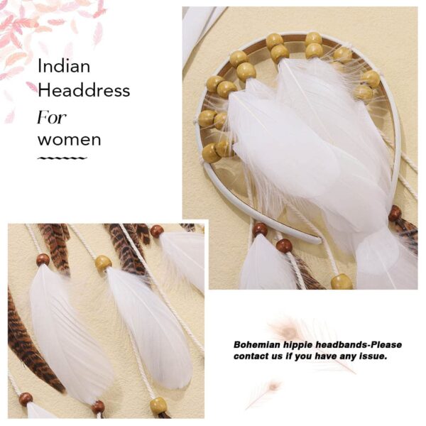 CAKURE Indian Costume Women Feather Headband Gyspy Headpiece Hippie Hair Accessories - Image 4