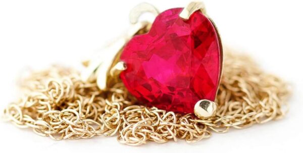 Galaxy Gold GG 14 inch to 18 inch 14k Solid White Gold Necklace Heart-Shaped Ruby Handcrafted Fine Jewelry Solid Gold Genuine Gemstone. Anniversary Birthday Mother's Day Valentines Graduation, Christmas Spring Summer New Year Women Gift Made in USA Fine Jewelry Available in Yellow, Rose and White gold - Image 5