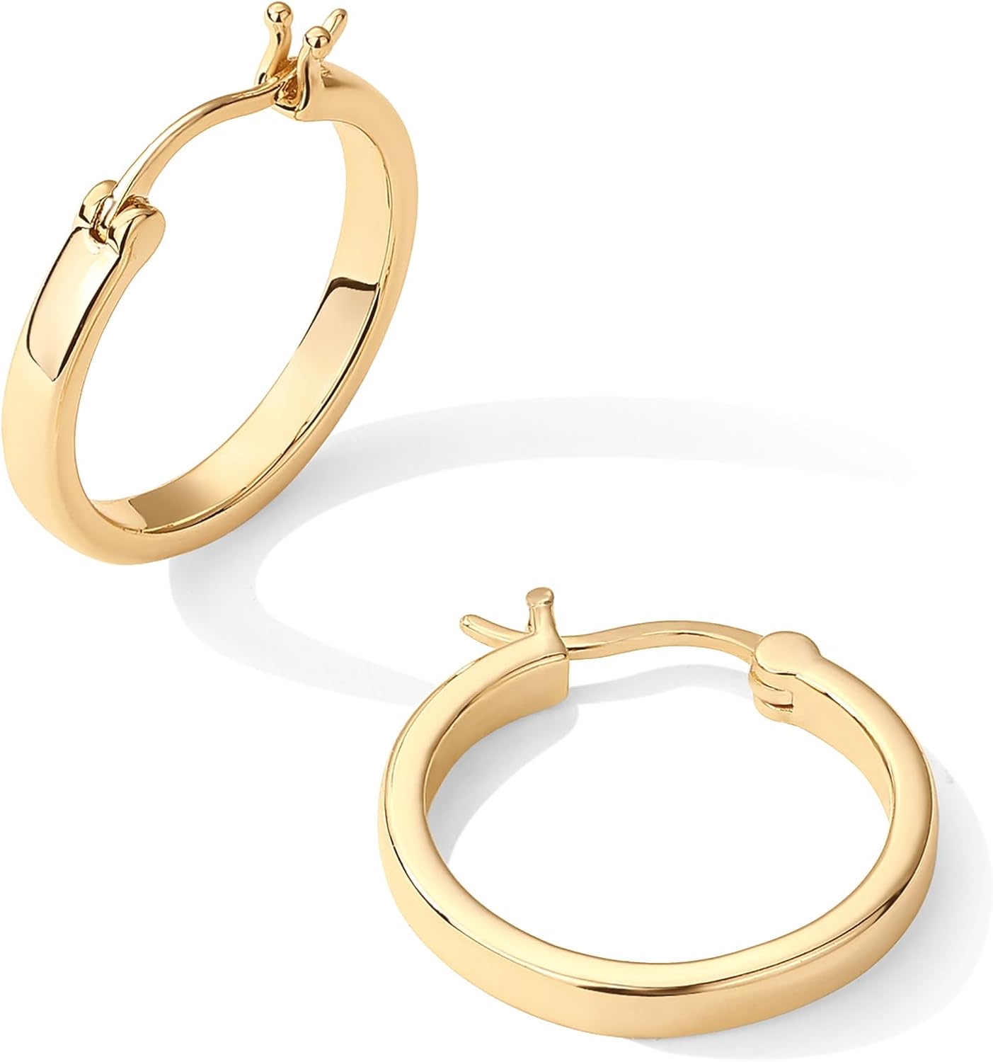 PAVOI 14K Gold Plated 925 Sterling Silver Post Lightweight Hoops | 20mm - 30mm Earring | Gold Hoop Earrings for Women - Image 3