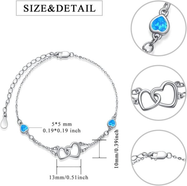 Dorunmo Anklet/Bracelet for Women 925 Sterling Silver Birthstone Jewelry Cubic Zirconia Double Heart Chain Jewelry for Mom Wife Friend Bride Valentine's Day Christmas Birthday Mother's Day - Image 2
