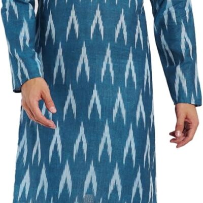 SKAVIJ Men's Cotton Kurta Pajama Set Indian Ethnic Henley Shirt Long Sleeve and Casual Pants Yoga Outfits