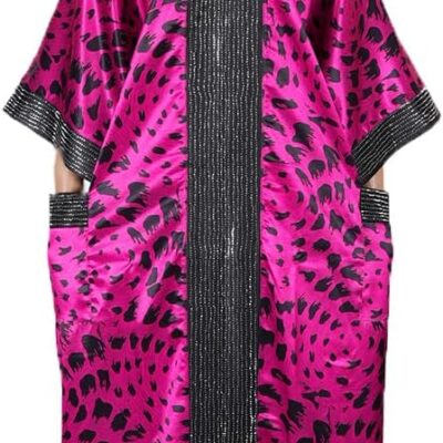 HD African Print Boubou Dress for Woman Rhinestone Kaftan Casual Gown Half Sleeves