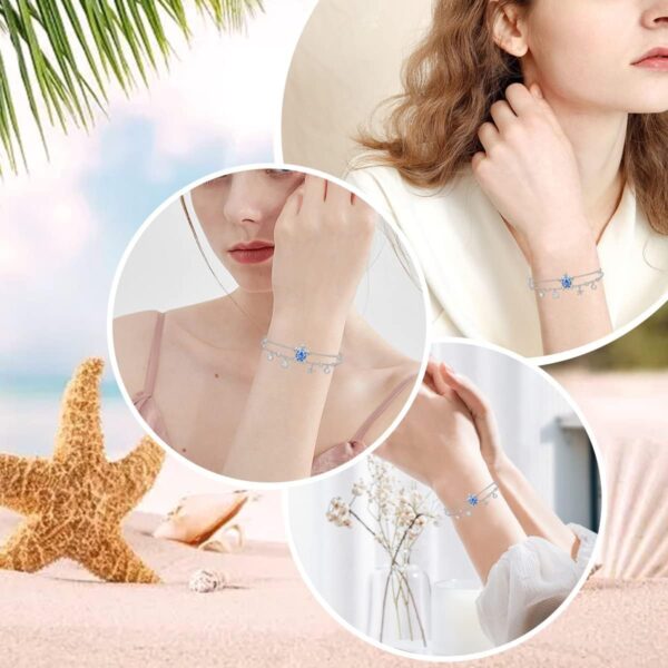 Ankle Bracelet for Women 925 Sterling Silver Sea Turtle/Four Leaf Clover/Rose/Infinity/Flamingo/Fox/Starfish/Lotus/Cat Adjustable Layered Anklet Best Friend Beach Holiday Jewelry - Image 4