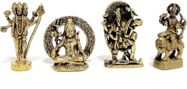 10 p/Set Thai Mini Brass Great Hindu Gods Goddess Figure Amulet OM Gift Collectible - Image 4