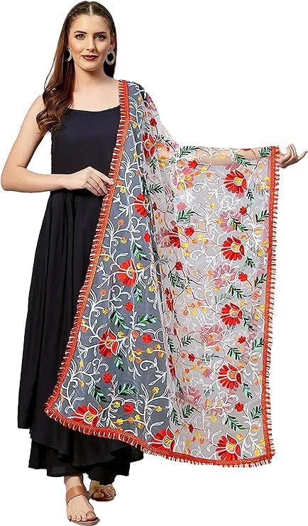 Chandrakala Net Dupatta for Women, Shawl Scarf Wrap Chunni, (D185)