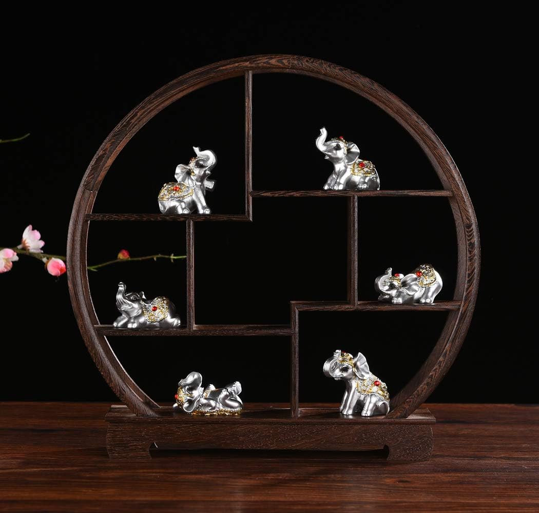 BRABUD Silver Resin Small Elephants Statues Home Decoration Collection Gift Set of 6 BS122 (Silver) - Image 7