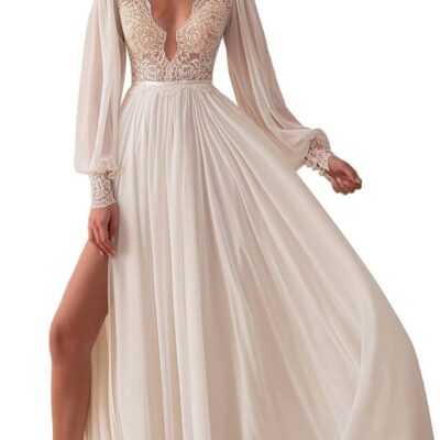 Dexinyuan Lace Mermaid Wedding Dresses for Bride 2024 Summer Beach Boho Bridal Gowns for Women