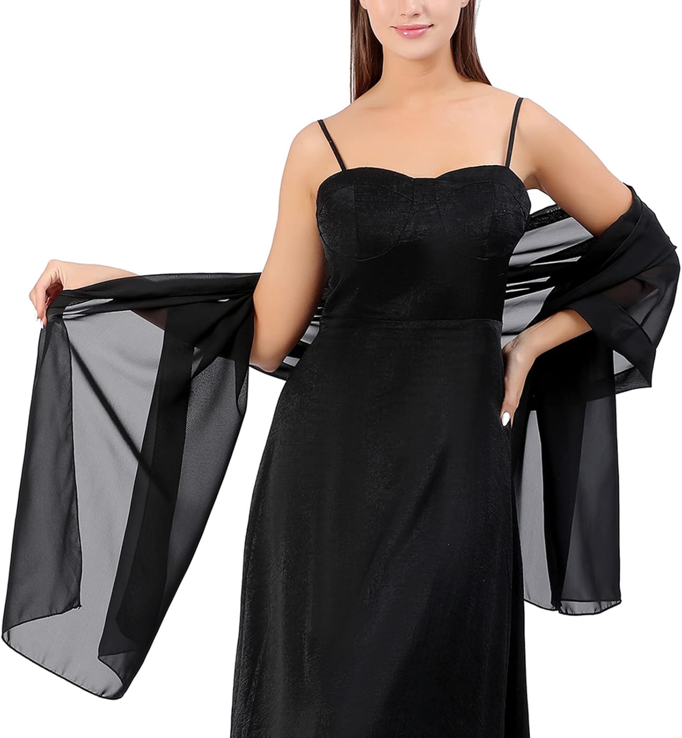 Ladiery Women Chiffon Shawls and Wraps for Evening Dresses, Elegant Soft Sheer Chiffon Stole Bride Wedding Scarf - Image 3