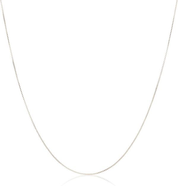 Amazon Essentials Sterling Silver Thin 0.8mm Box Chain Necklace | Available in Yellow Gold or Silver | 16", 18", 20", 24", or 30" (previously Amazon Collection)