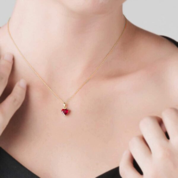 Galaxy Gold GG 14 inch to 18 inch 14k Solid White Gold Necklace Heart-Shaped Ruby Handcrafted Fine Jewelry Solid Gold Genuine Gemstone. Anniversary Birthday Mother's Day Valentines Graduation, Christmas Spring Summer New Year Women Gift Made in USA Fine Jewelry Available in Yellow, Rose and White gold - Image 6