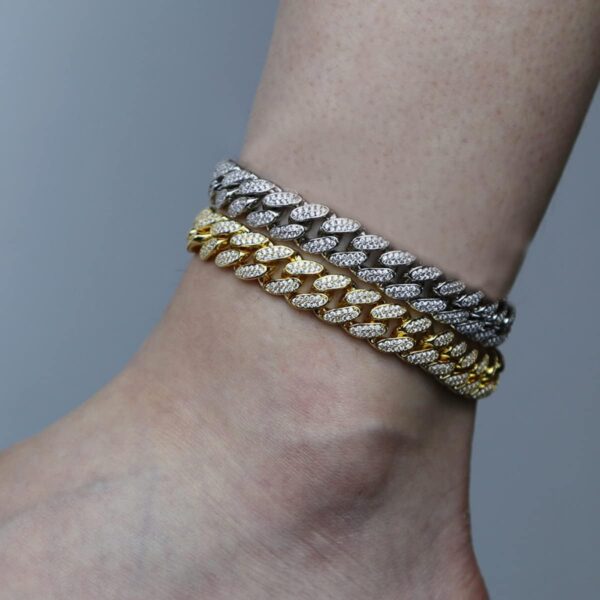 Cuban Link Anklets for Women Plus Size Large Ankle Bracelets Gold Silver Rhinestone Diamond Bling Anklets Women 9 10 inch - Image 3