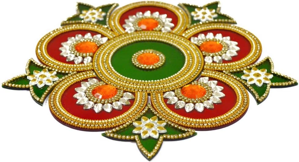 HANDICRAFT STOREROOM Handcrafted Decorative Diwali Rangoli Set-Multicolor Jewel Stones/kundan Decoration(Set of 11 Peases)