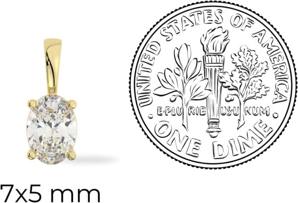 14K Solid White or Yellow Gold Lab Grown Moissanite Diamond Solitaire Pendant | Round, Emerald, Cushion Shape | Pendant Only | Made in USA - Image 6