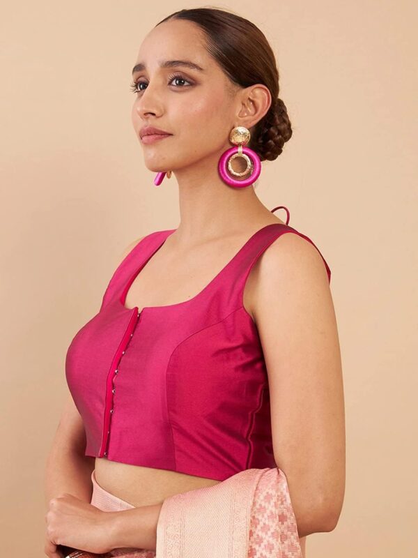 Indian Designer Party wear Art Silk Saree Blouse for Women Solid Readymade Indian Style Choli Top - Image 3