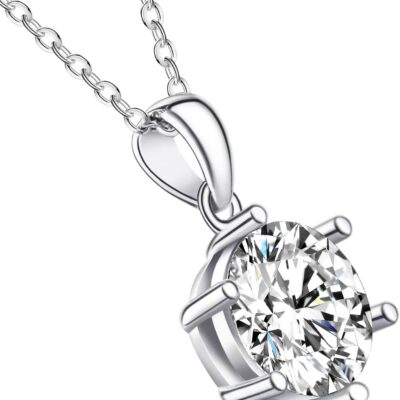 Gifts for Wife Her Mom Daughter Girlfriend Moissanite Necklace for Wife 1CT-4CT Jewelry for Women Birthday Wedding Anniversay Engagements Christmas Valentine Mothers Day Gifts