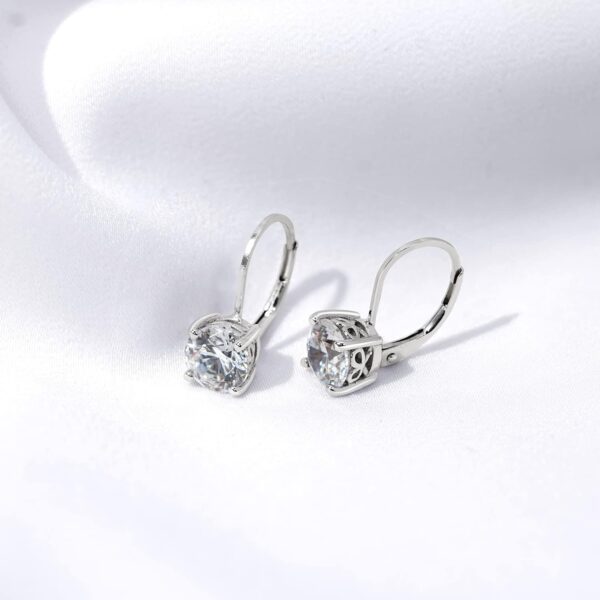 Amazon Essentials Platinum-Plated Sterling Silver Infinite Elements Zirconia Leverback Earrings (previously Amazon Collection) - Image 2