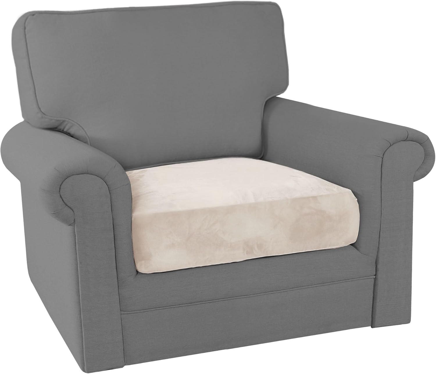 PrinceDeco Stretch Velvet Couch Cushion Covers for Individual Cushions Sofa Cushion Covers Seat Cushion Covers, Sofa Covers Washable, Couch Seat Cushion Covers for Sectional Couch(1 Piece, Ivory) - Image 8