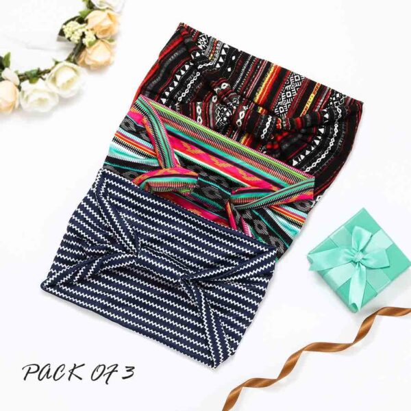 YBSHIN Boho Wide Headbands Stripe Head Wraps Knoted Hair Wears Turban Yoga Sweatbands Elastic Floral Printed Head Scarfs Stretch Cloth Hair Bands for Women and Girls 3Pcs (A) - Image 2