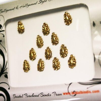 Forehead Jewelry TEAR DROP BridalBindis 12 GOLD Premium Pack face Bindi Jewels reusable body jewel stick on Fancy Tattoo. - BB4