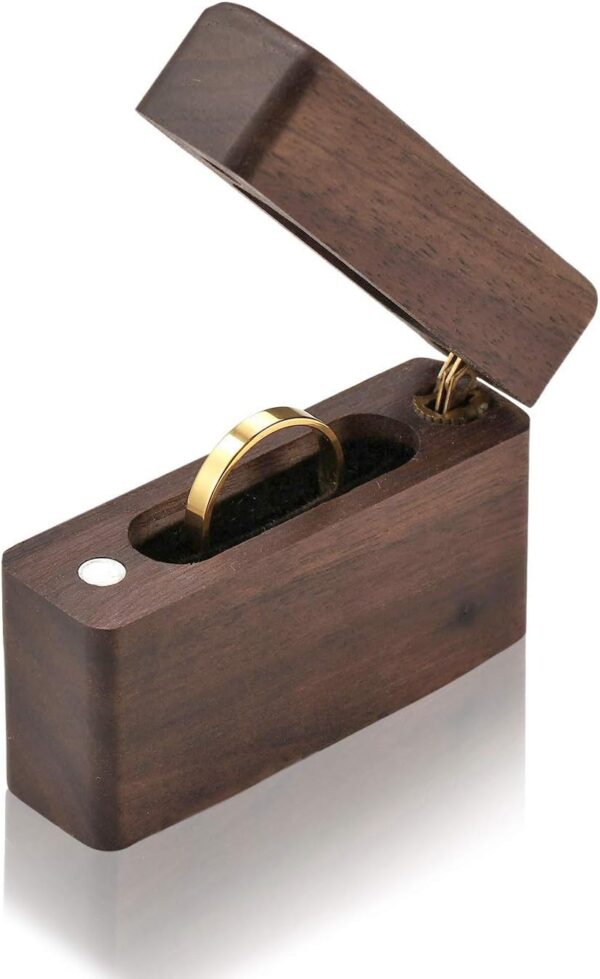 Yoption Custom Wedding Ring Box, Wooden Handcrafted Jewelry Ring Case for Wedding Ceremony Ring Storage - Image 5