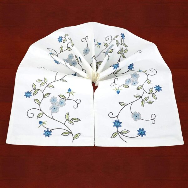 Simhomsen Double Thickness Rustic Embroidered Floral Table Runners for Spring and Summer, Dresser Scarf (Blue, 14 × 70 Inch) - Image 6