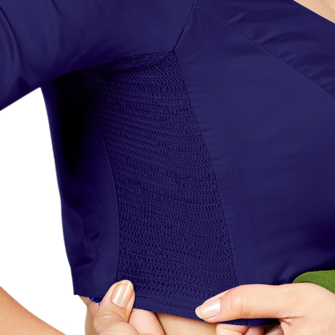 Chandrakala Stretchable Silk Saree Blouses for Women with Elastic Sides,Readymade (B219-P) - Image 3