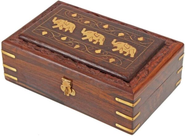 Unique Hand Carved Elephant Rosewood Jewelry Box From India by StarZebra