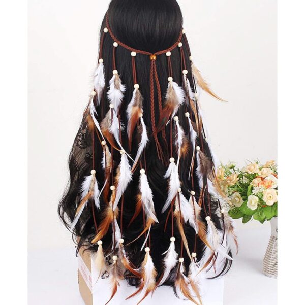 Aceorna Boho Feather Headbands Hippie Gypsy Indian Hairbands Tassels Head Piece Costume Hair Accessories Festival Headdress for Women - Image 5