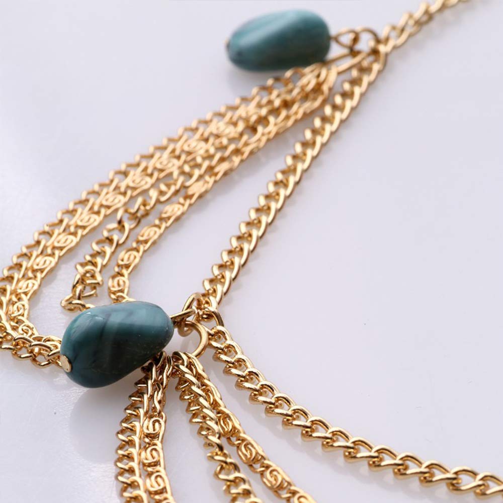 Gold Head Chain Sequins Rhinestone Headband Crystal Bohemian Hair Bands Halloween Hair Hoop Women Bridal Boho Hippie Hairband Party Decoration Cosplay Costume Handmade Headpiece Hair Jewelry 4 Pack - Image 7