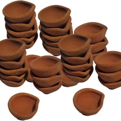Clay Diya Indian Diya Diwali Diya Deepawali Diya X mas Gift New Year Pack of 21 Brown Color