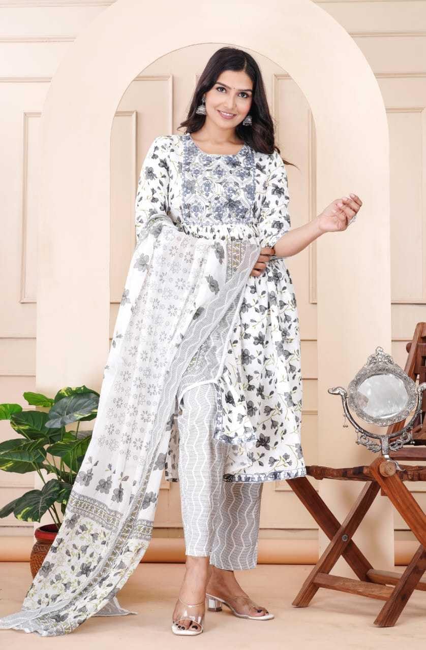 Flower Printed Rayon Kurti with Printed Pant & Dupatta Set for Women - Image 2