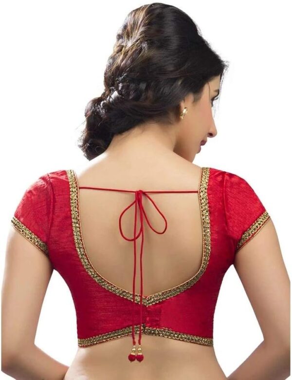 Indian Designer Women's Readymade Silk Indian Ethnic Saree Crop Top Choli Blouse - Image 2