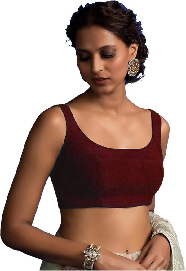 Women's Readymade Banglori Silk Maroon Blouse For Sarees Indian Bollywood Designer Padded Stitched Choli Crop Top