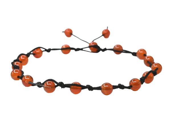 Carnelian Anklet Ankle Bracelets for Women - Waterproof Beaded Healing Crystal Anklets, Plus Size Chakra Gemstone Bead Anklet (Stretchy Adjustable - Hand Knotted)