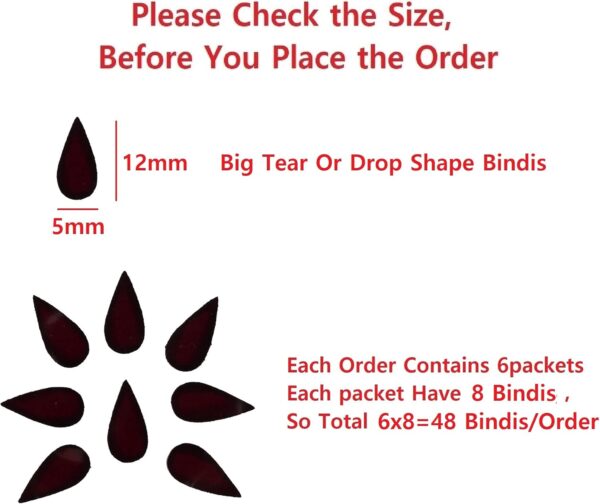 Vama Fashions Tear Drop Small Velvet Tilak Bindi For Women Maroon Bindis for Ladies - Image 8