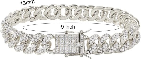 Cuban Link Anklets for Women Plus Size Large Ankle Bracelets Gold Silver Rhinestone Diamond Bling Anklets Women 9 10 inch - Image 2