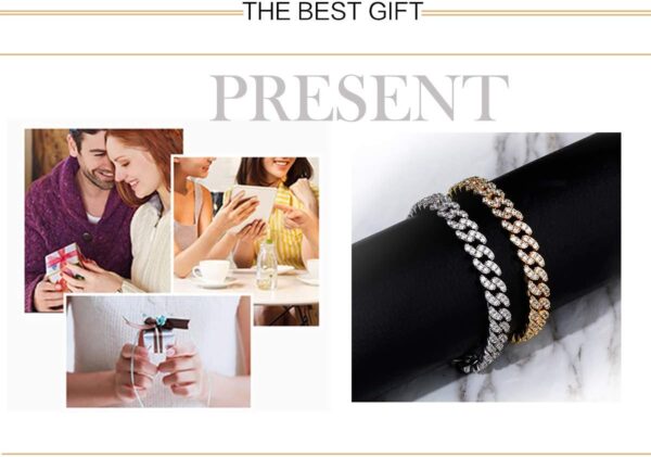 TOPGRILLZ Gold Anklets for Women Cuban Link Anklets Iced out Faux Diamond Chunky Ankle Bracelets 8mm 14K Gold Silver Plated Minimalist Fashion Foot Jewelry - Image 4