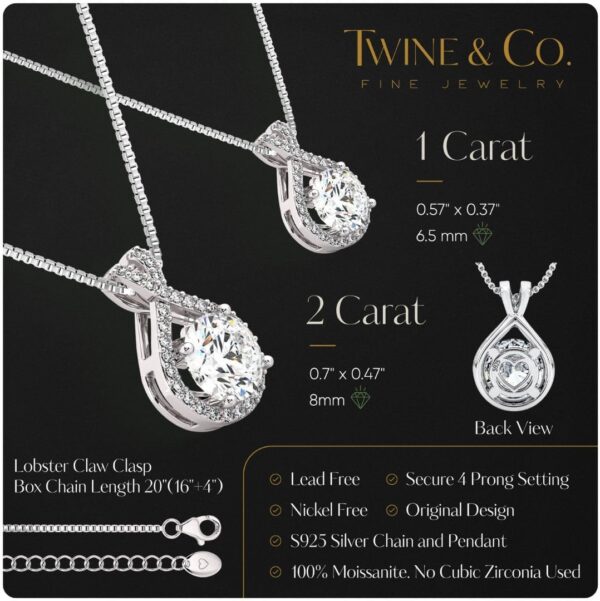 Twine&Co Platinum Plated Infinity Moissanite Pendant Necklace Gift for Women - Image 3