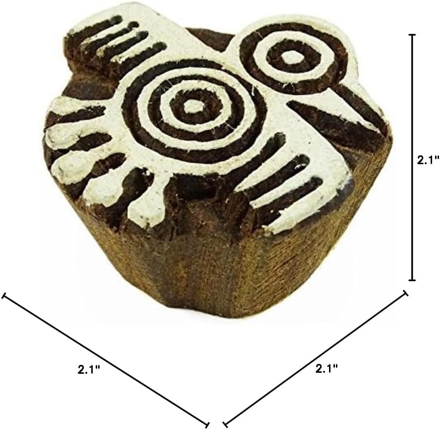 Indian Wooden Owl Printing Block Handcarved Wood Block Art Textile Printing Block - Image 4