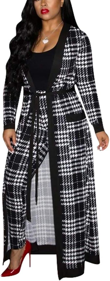 Women's 2 Piece Pants Set - Sexy Long Sleeve Open Front Cardigans+ Skinny Pants Suits