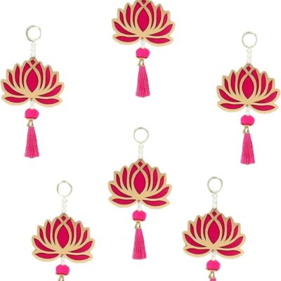 Lotus Hangings for Diwali Decoration | Beautiful Floral Wall Hangings for Temple & Pooja Room | Gift-Ready Packaging (Pack of 6, 10 Inches Each)